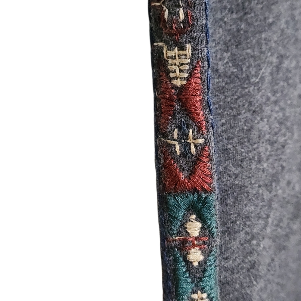 Johnny Was Leggings M Gray Embroidered Pull On Boho - Picture 4 of 8